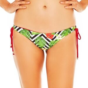 Nicolita Reversible Luna Bikini Bottom - Jungle/Red Print - Sizes M or XL